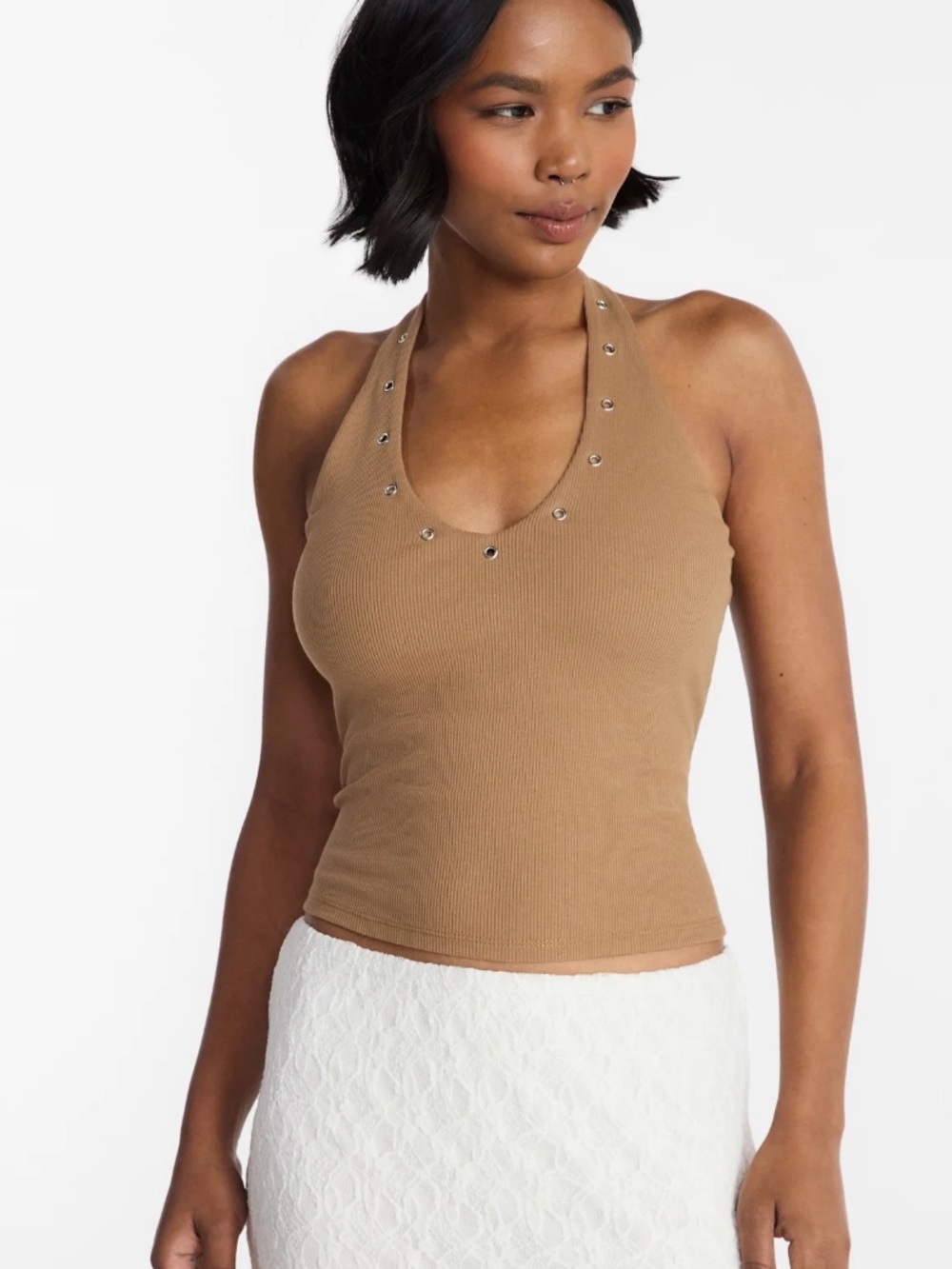 No Boundaries Women's Grommet Halter Top NWT
